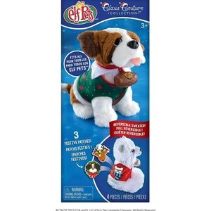 Elf Pets Claus Couture Christmas Sweater with Patches Reversible New